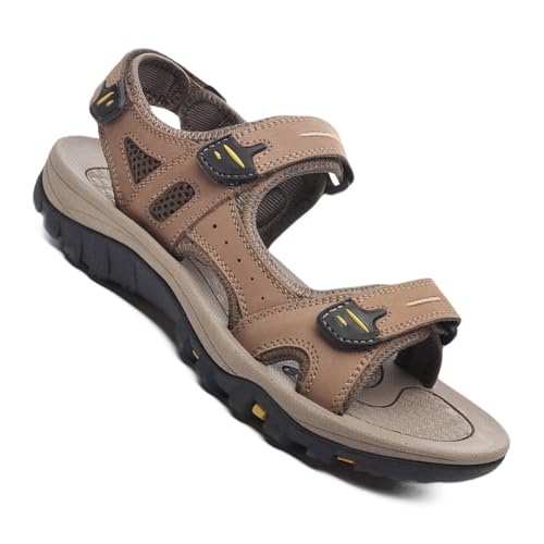 Rivccku Trekkingsandalen Herren Leder Wandern Sandalen Outdoor Sport Wandersandalen Sommer Strand Schuhe von Rivccku