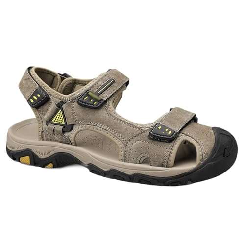 Rivccku Trekkingsandalen Herren Wandern Sandalen Outdoor Sport Leder Wandersandalen Sommer Strand Schuhe von Rivccku