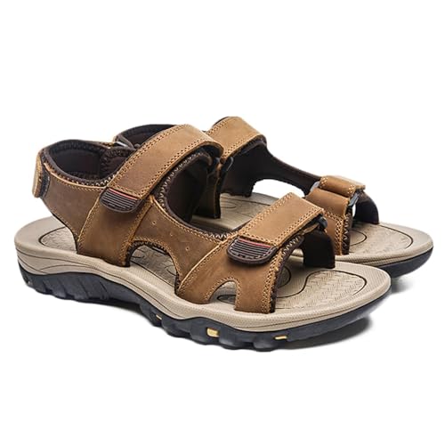 Rivccku Trekkingsandalen Leder Herren Outdoor Sport Sandalen Strand Wandersandalen Sommer Freizeitschuhe von Rivccku