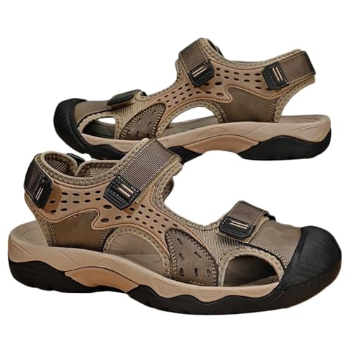 Rivccku Wandersandalen Herren Sandalen Leder Strand Trekkingsandalen Outdoorschuhe Sommer Wanderschuhe Männer Sport Outdoor Atmungsaktive Sandale Trekkingschuhe von Rivccku