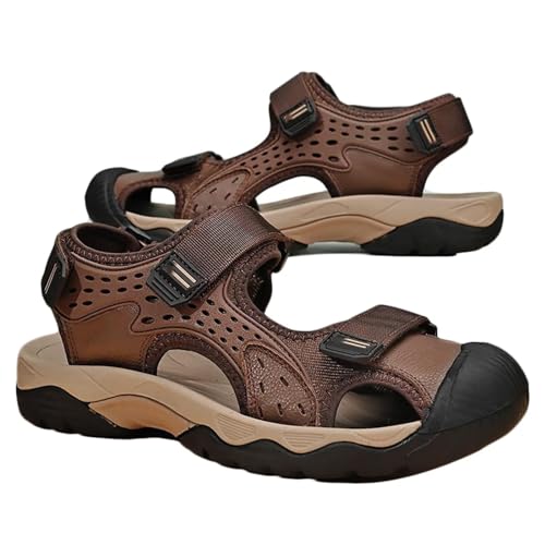 Rivccku Wandersandalen Herren Sandalen Leder Strand Trekkingsandalen Outdoorschuhe Sommer Wanderschuhe Männer Sport Outdoor Atmungsaktive Sandale Trekkingschuhe von Rivccku