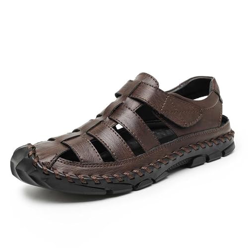 Sandalen Herren Leder Strand Wandersandale Trekkingsandalen Outdoorschuhe Sommer Freizeitschuhe Wanderschuhe Männer Sport-Outdoor Wasser Fischer Atmungsaktive Sandale 38-48 von Rivccku
