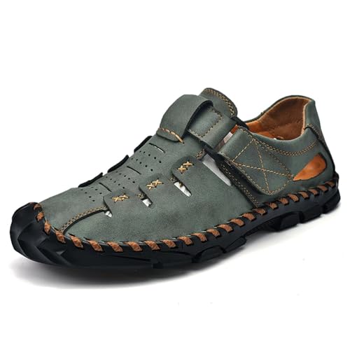 Sandalen Herren Leder Strand Wandersandale Trekkingsandalen Outdoorschuhe Sommer Freizeitschuhe Wanderschuhe Männer Sport-Outdoor Wasser Fischer Atmungsaktive Sandale von Rivccku