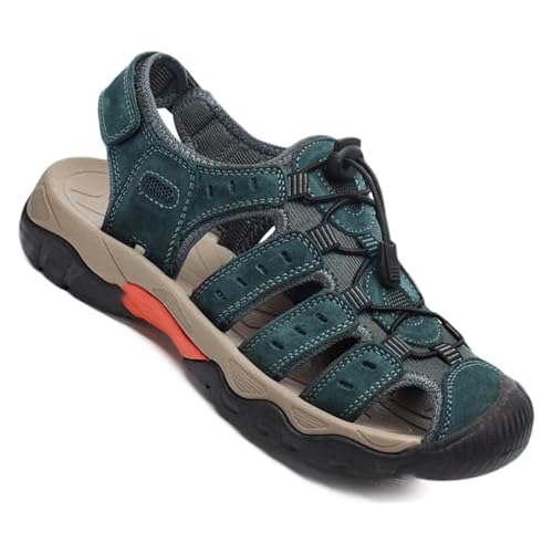 Sport Wandern Sandalen Verstellbar Herren Casual Atmungsaktive Athletic Fischer Strand Sandalen Geschlossene Zehe Leder Trekkingsandalen Sommer Freizeitschuhe von Rivccku