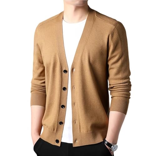 Strickjacke Herren Kaschmir 100% Cardigan V Ausschnitt Pullover Jacke Mit Knöpfen Leichte Strickjacken Wintermode von Rivccku