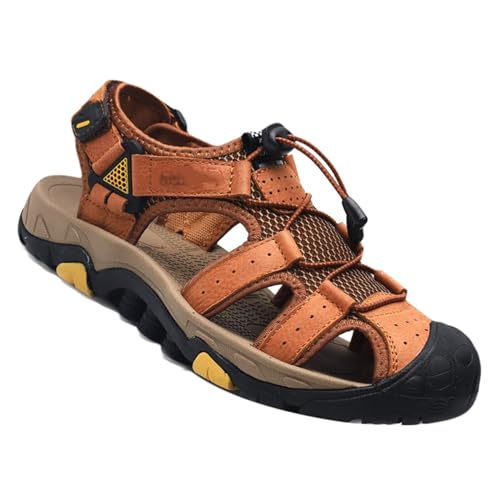 Wandern Sandalen Sport Herren Outdoor Leder Trekkingsandalen Wanderschuhe Verstellbaren Geschlossene Zehe Sommer Männer Freizeitschuhe Fischer Sandalen Atmungsaktive von Rivccku