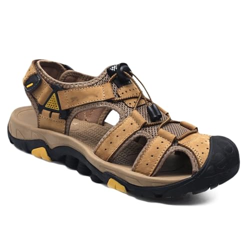 Wandern Sandalen Sport Herren Outdoor Leder Trekkingsandalen Wanderschuhe Verstellbaren Geschlossene Zehe Sommer Männer Freizeitschuhe Fischer Sandalen Atmungsaktive von Rivccku