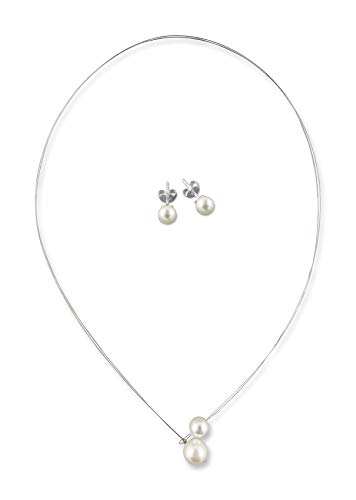 Rivelle Damen Brautschmuck Set creme Schmuckset Perlen Kette Collier Ohrringe Hochzeit Geschenkbox von Rivelle