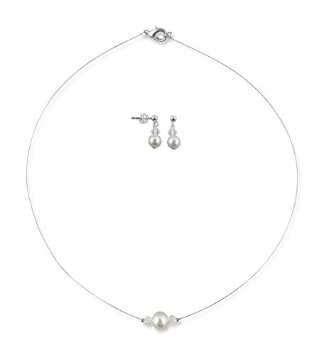 Rivelle Damen Brautschmuck Set creme Schmuckset Swarovski kristall Perlen Ohrringe Collier Kette Modeschmuck Hochzeit Geschenkbox von Rivelle