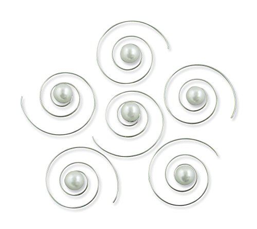 Rivelle Damen Curlies Haare Perlen 6 mm weiß 12 Stück Perlen Haarspiralen Haarschmuck Hochzeit Brautschmuck von Rivelle