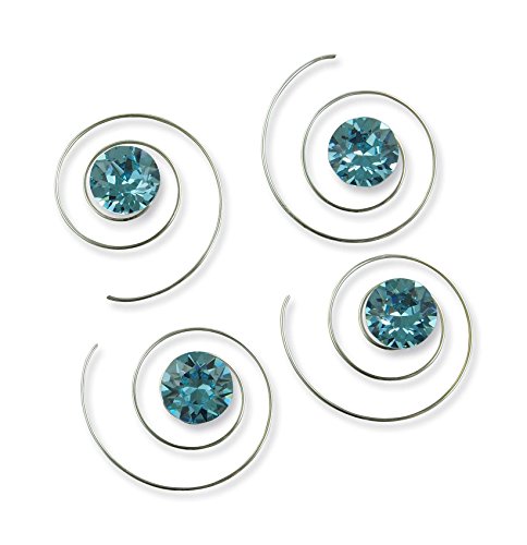 Rivelle Damen Curlies mit Swarovski Elements 8 mm hell blau 8 Stück Haarspiralen Haarschmuck Hochzeit Brautschmuck von Rivelle