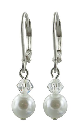 Rivelle Damen Perlen Ohrhänger weiß Swarovski Kristalle Kristall Hängende Ohrringe von Rivelle