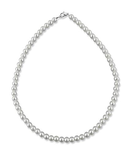 Rivelle Damen Perlenkette 40 cm Perlen 6 mm weiß Kette Perlen Collier Halskette Necklace Modeschmuck von Rivelle