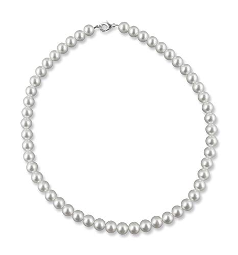 Rivelle Damen Perlenkette 42 cm Perlen 8 mm weiß Kette Perlen Collier Halskette Necklace Modeschmuck Hochzeit von Rivelle