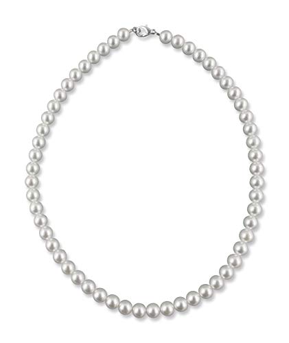 Rivelle Damen Perlenkette 45 cm Perlen 8 mm weiß Kette Perlen Collier Halskette Necklace Modeschmuck Hochzeit von Rivelle