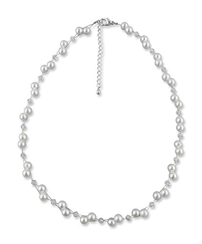 Rivelle Damen Perlenkette weiß Kette Perlen Collier Halskette Necklace Modeschmuck Hochzeit von Rivelle