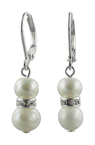Rivelle Damen Süßwasserperlen Ohrhänger creme Hängende Ohrringe echte Perlen Swarovski Kristalle von Rivelle