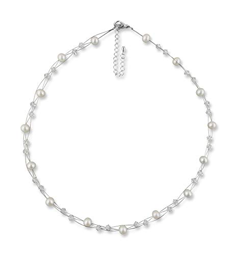Rivelle Damen Süßwasserperlenkette creme Kette echte Perlen Collier Halskette Necklace Schmucketui von Rivelle