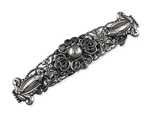 Rivelle Damen Trachten Haarspange 8 cm Haarschmuck Vintage Hochzeit Metall Silber von Rivelle