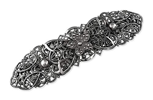 Rivelle Damen Trachten Haarspange 10,5 cm Haarschmuck Vintage Hochzeit Metall Silber von Rivelle