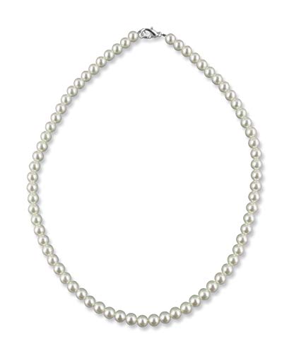 Rivelle Damen Perlenkette 42 cm Perle 6 mm creme Kette Perlen Collier Halskette Necklace Modeschmuck Hochzeit von Rivelle