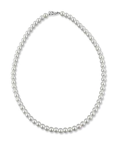 Rivelle Damen Perlenkette 42 cm Perle 6 mm weiß Kette Perlen Collier Halskette Necklace Modeschmuck Hochzeit von Rivelle