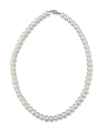 Rivelle Damen Süßwasser Perlenkette 42 cm Perlen 7,5 mm creme Kette echte Perlen Collier Halskette Necklace Schmucketui von Rivelle