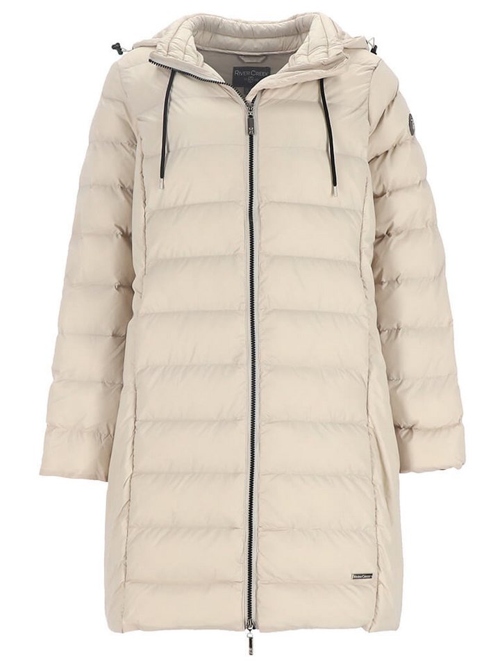 River Creek Steppmantel Damen Steppjacke unifarben - Gesteppter Mantel mit Kapuze von River Creek