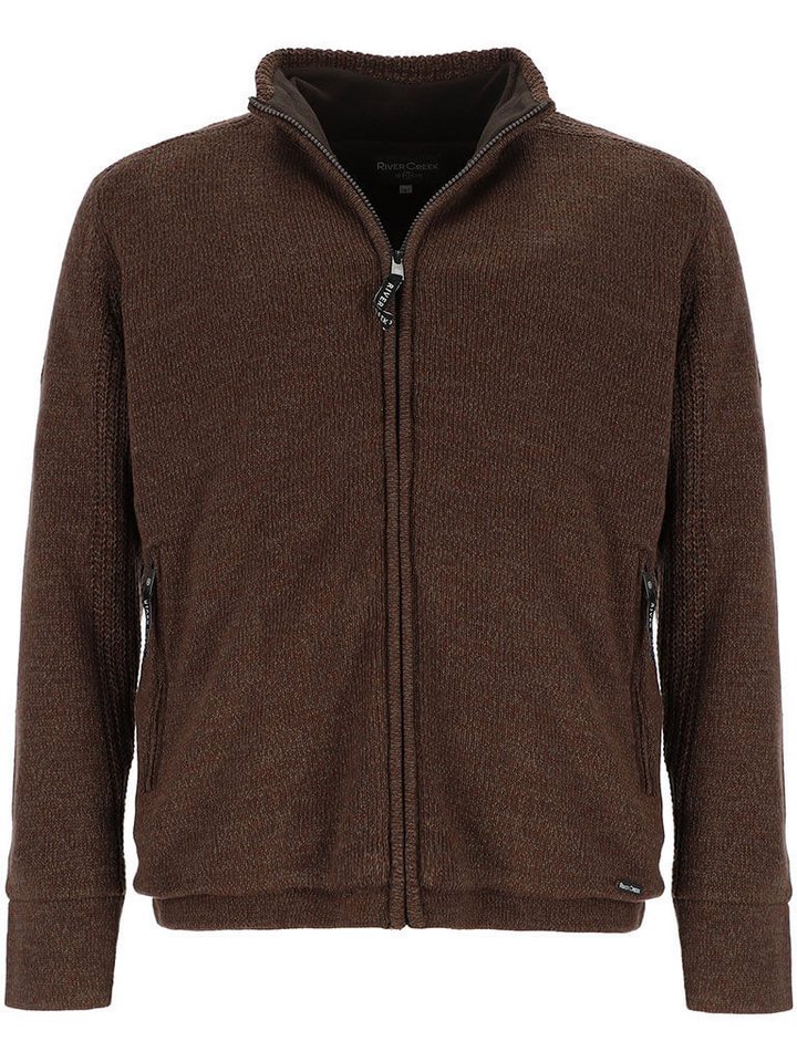 River Creek Strickjacke Herren Strickjacke mit Stehkragen & Teddyfutter - Jacke Melange-Optik von River Creek
