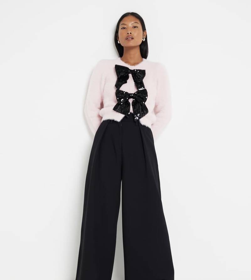 River Island Petite - Schwarze Hose mit weitem Beinschnitt von River Island Petite