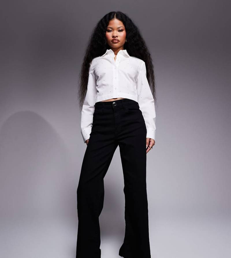 River Island Petite - Schwarze Jeans mit weitem Beinschnitt von River Island Petite