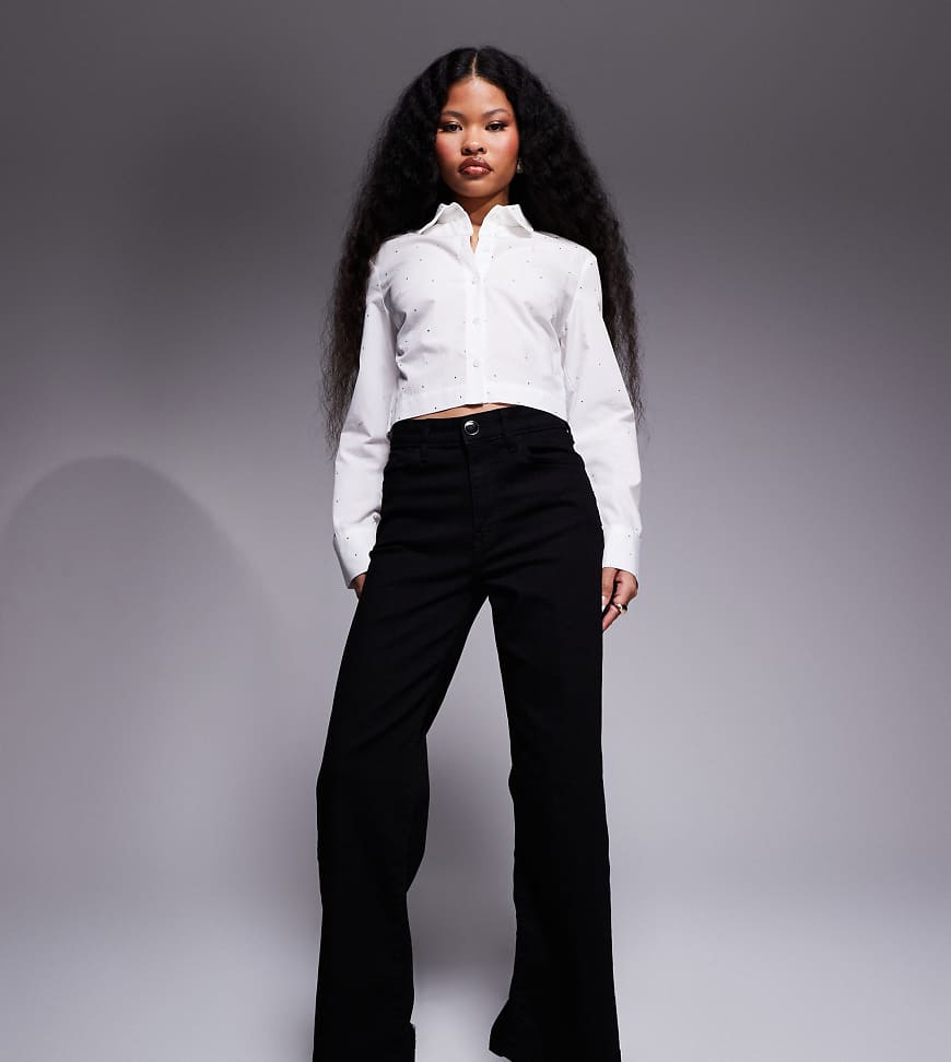 River Island Petite - Schwarze Jeans mit weitem Beinschnitt von River Island Petite