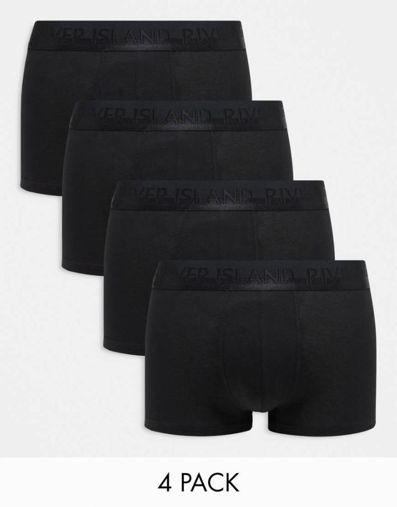 River Island - 4er-Pack Stretch-Unterhosen aus Baumwolle in Schwarz von River Island