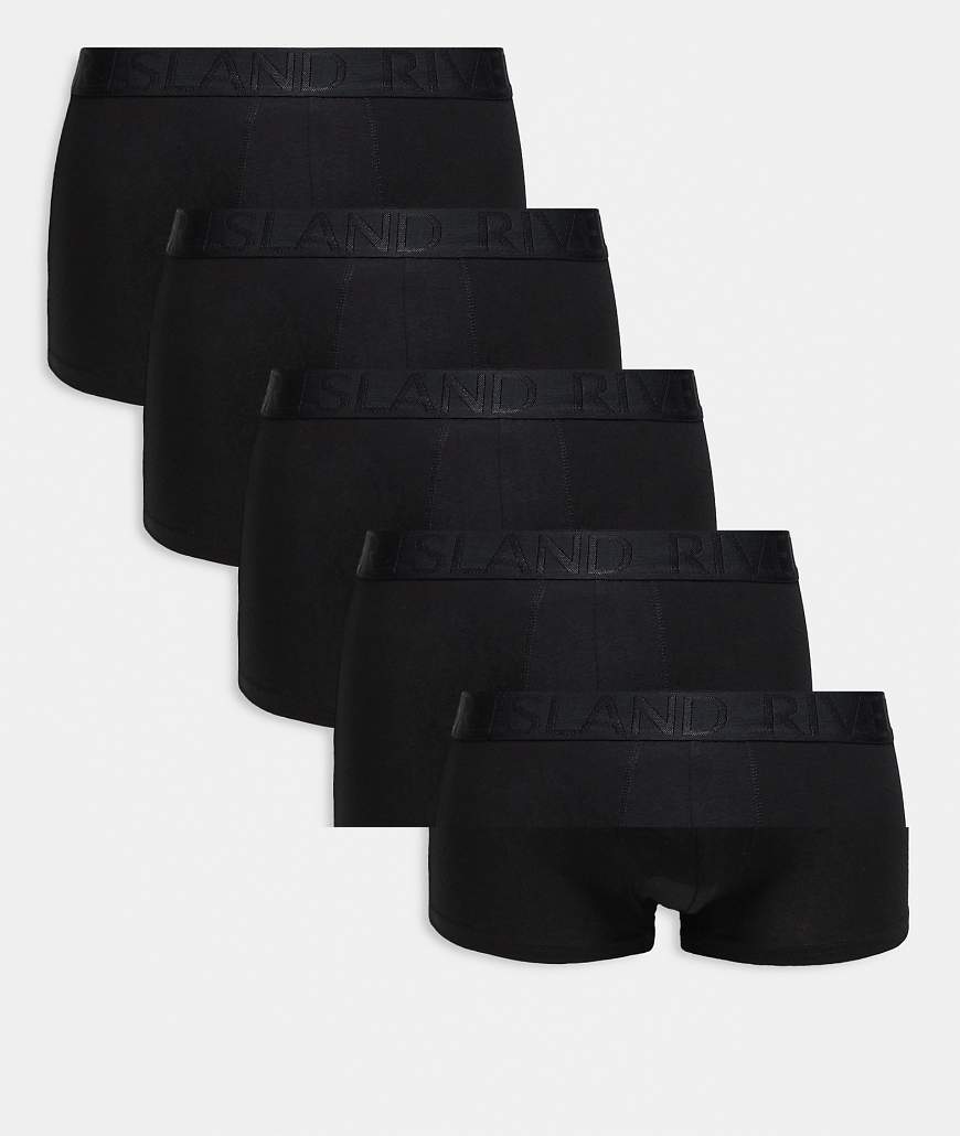 River Island - 5er-Pack Stretch-Unterhosen aus Baumwolle in Schwarz von River Island