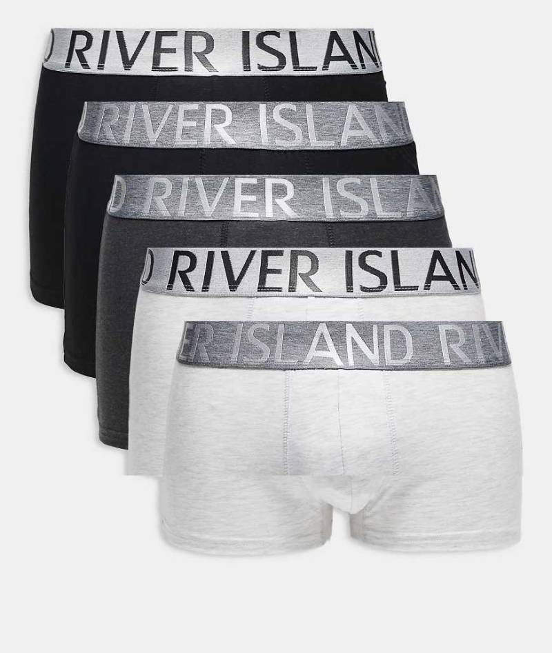 River Island - 5er-Pack Unterhosen in verschiedenen Grautönen von River Island