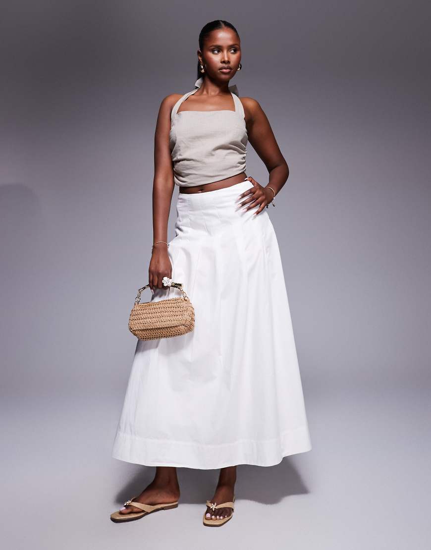 River Island - A-Linien-Midirock aus Popeline in Weiß von River Island