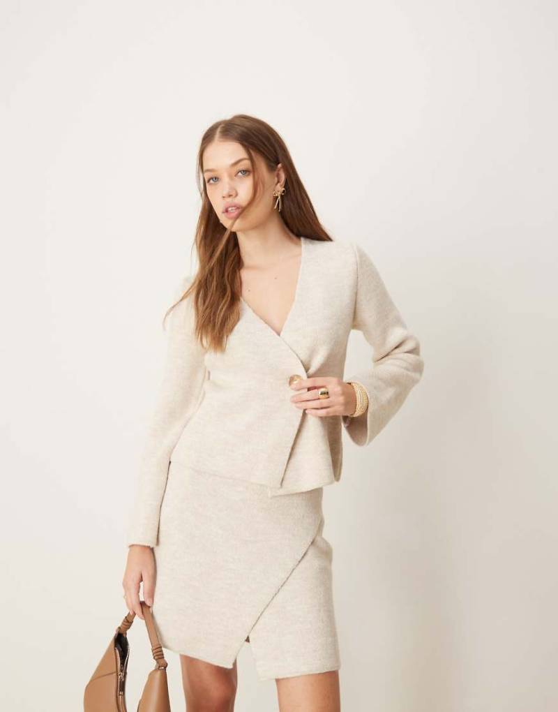 River Island - Asymmetrische Strickjacke in Beige, Kombiteil-Neutral von River Island