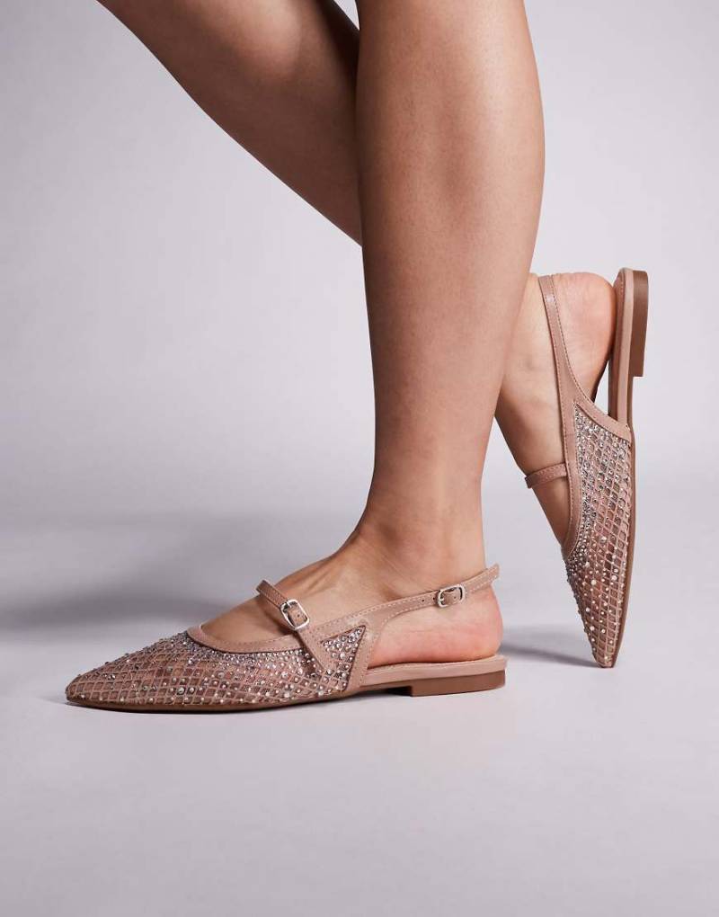 River Island - Ballerinas aus Netzstoff in Hellbeige-Neutral von River Island