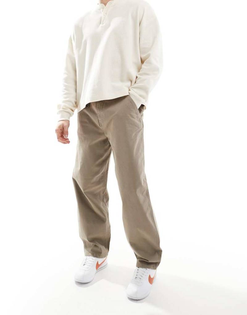 River Island - Cargo-Hose in mittlerem Steinbeige mit weitem Bein-Neutral von River Island