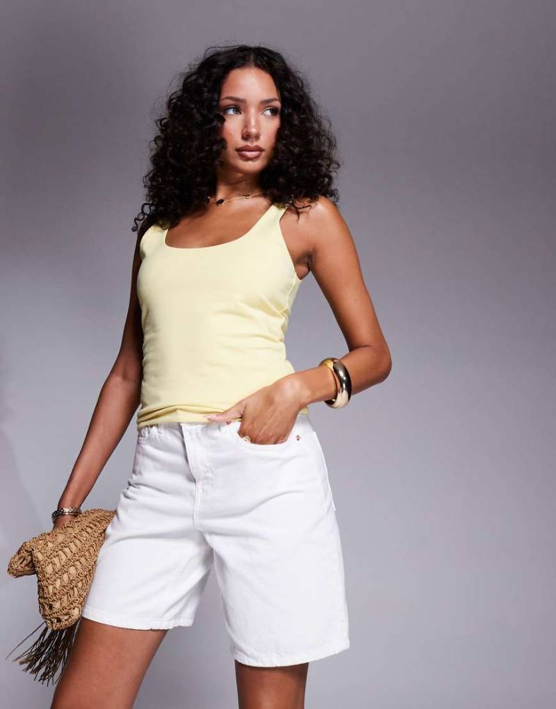 River Island - Denim-Bermudashorts in Weiß von River Island