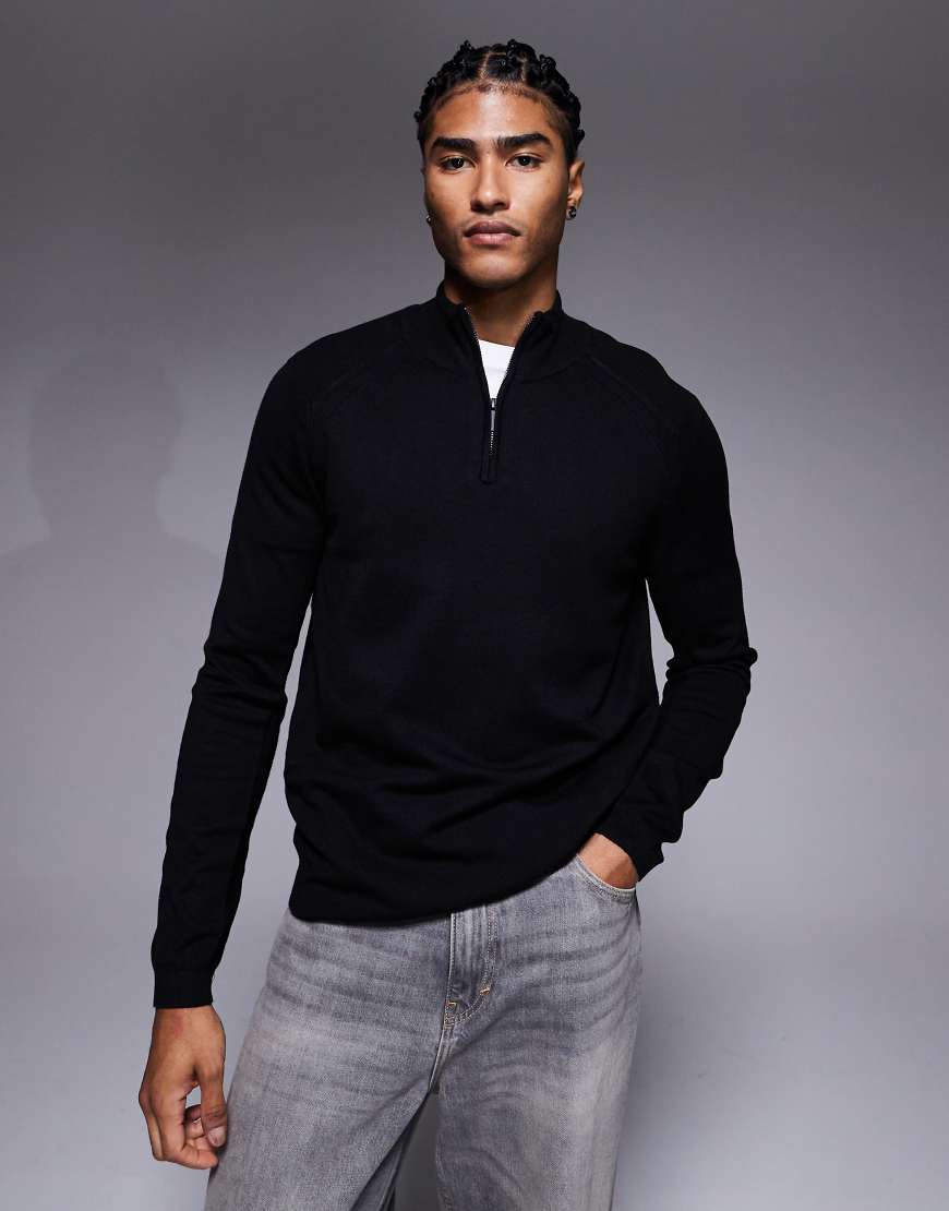 River Island - Elegantes Sweatshirt in Schwarz mit halblangem Reißverschluss River Island - Elegantes Sweatshirt in Schwarz mit halblangem Reißverschluss von River Island