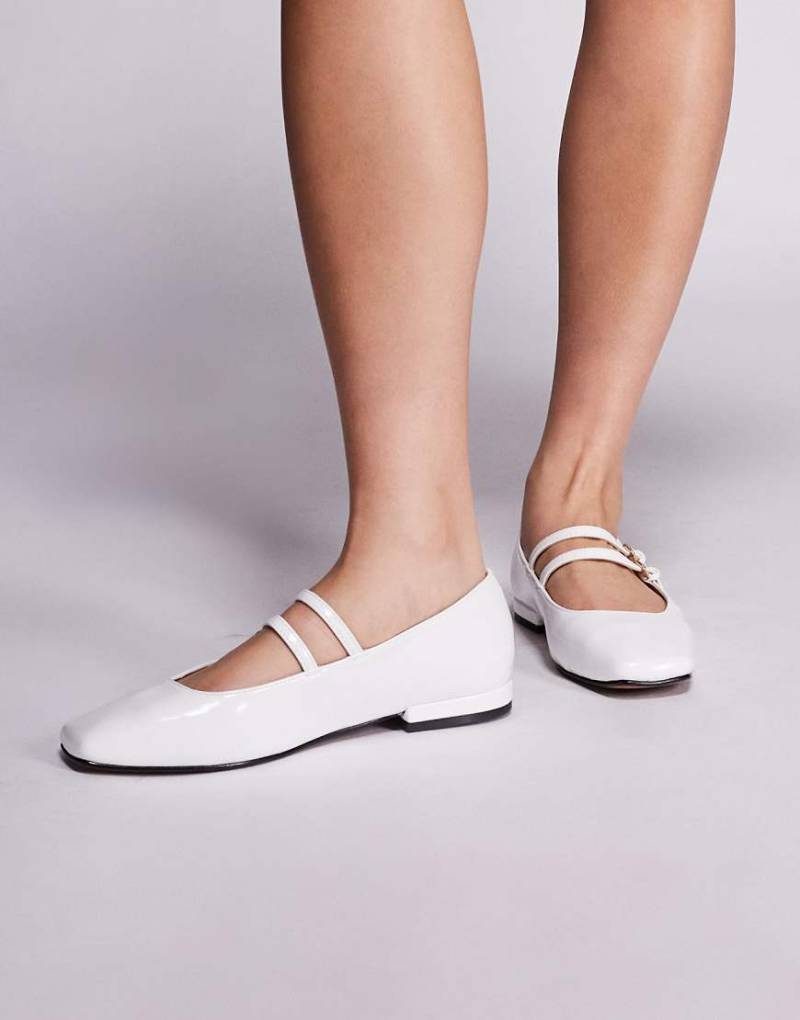 River Island - Flache Mary-Jane-Schuhe im Ballerina-Stil in Weiß von River Island