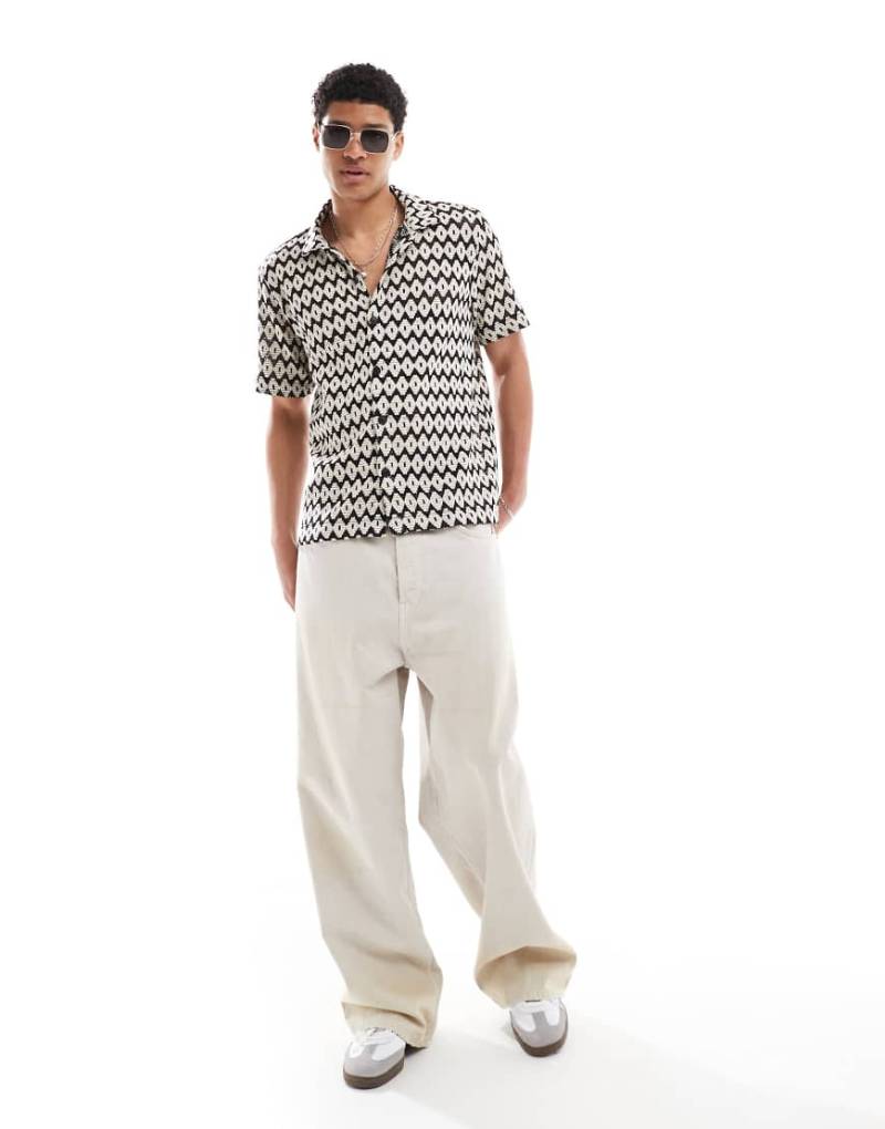 River Island - Gehäkeltes Hemd in Schwarz von River Island