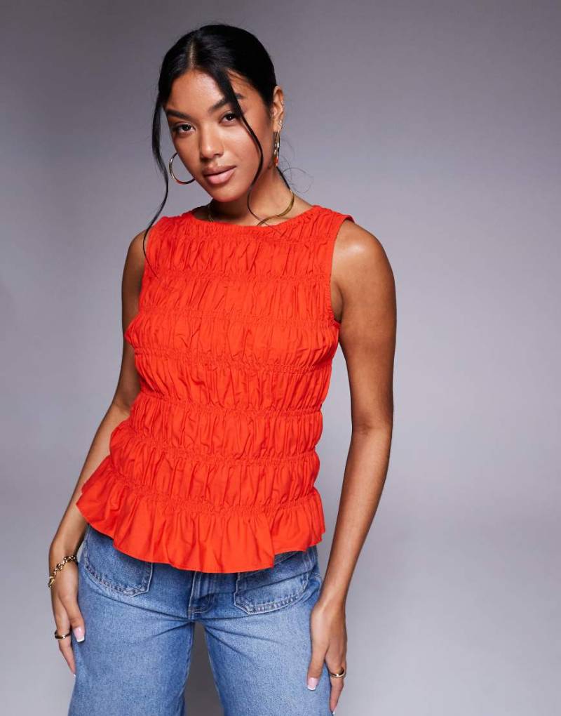 River Island - Gesmoktes Tanktop in Rot von River Island