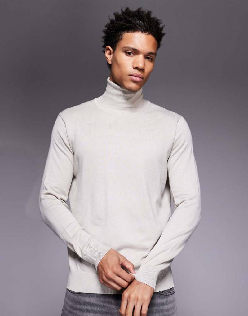 River Island - Gestrickter Rollkragenpullover in Ecru-Neutral von River Island