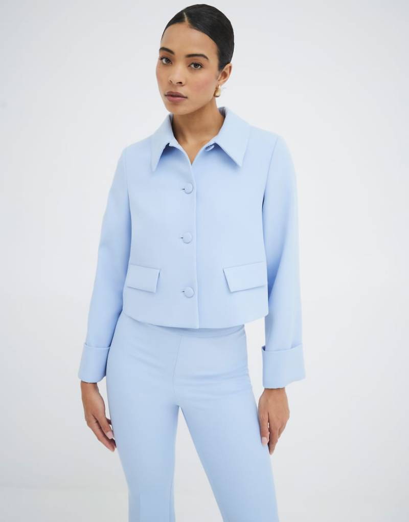 River Island - Hellblaue Jacke im 60er-Jahre-Stil mit Strukturdesign von River Island