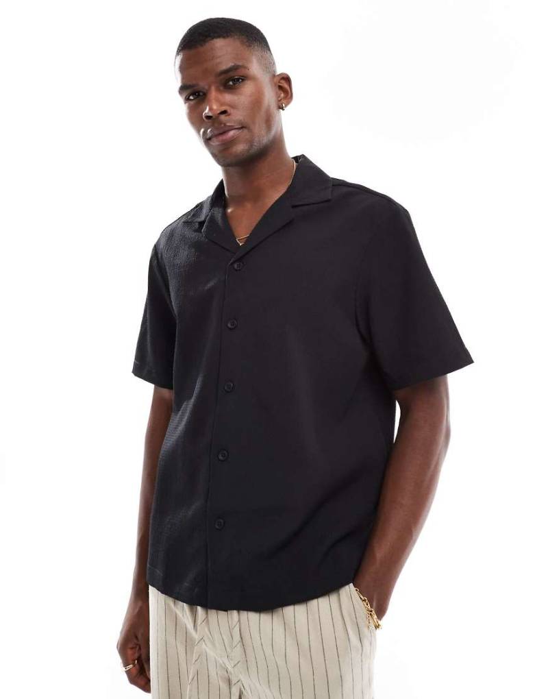 River Island - Hemd aus Seersucker in Schwarz von River Island