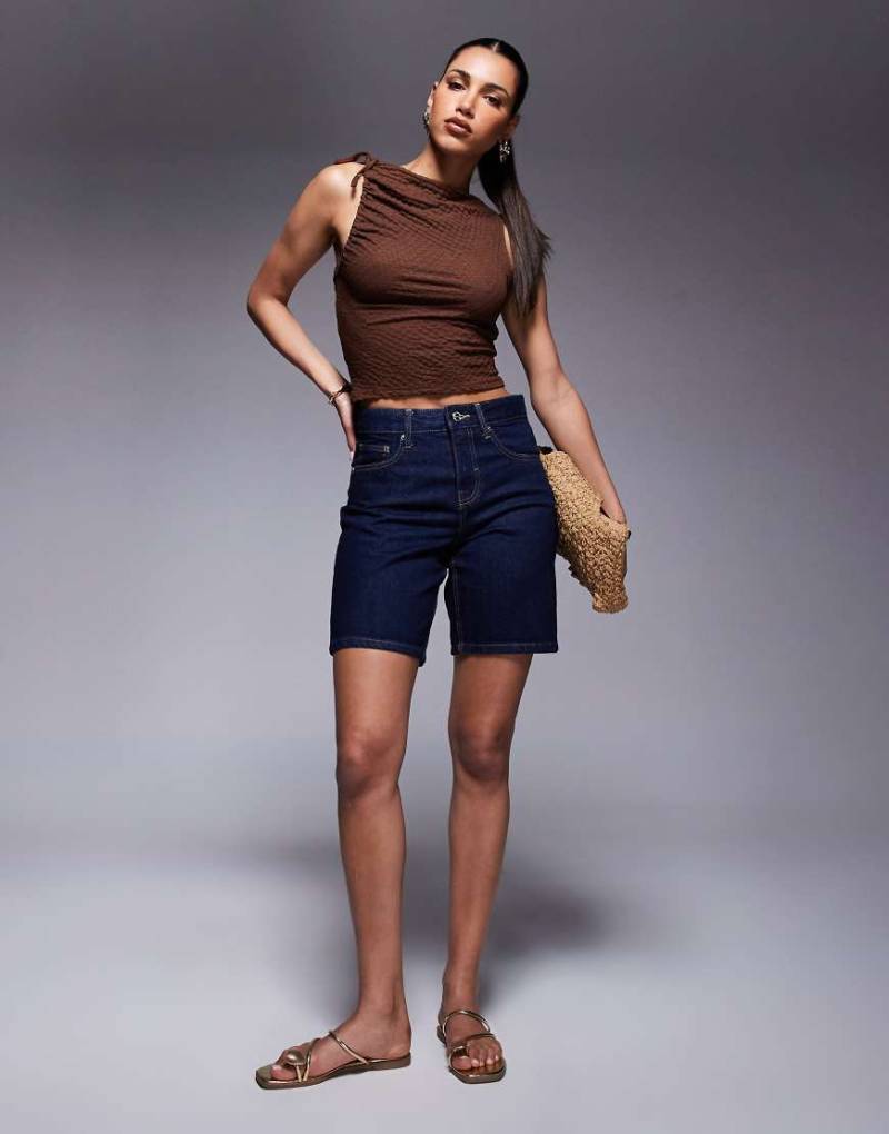 River Island - Jeans-Bermudashorts in dunkelblauer Waschung von River Island