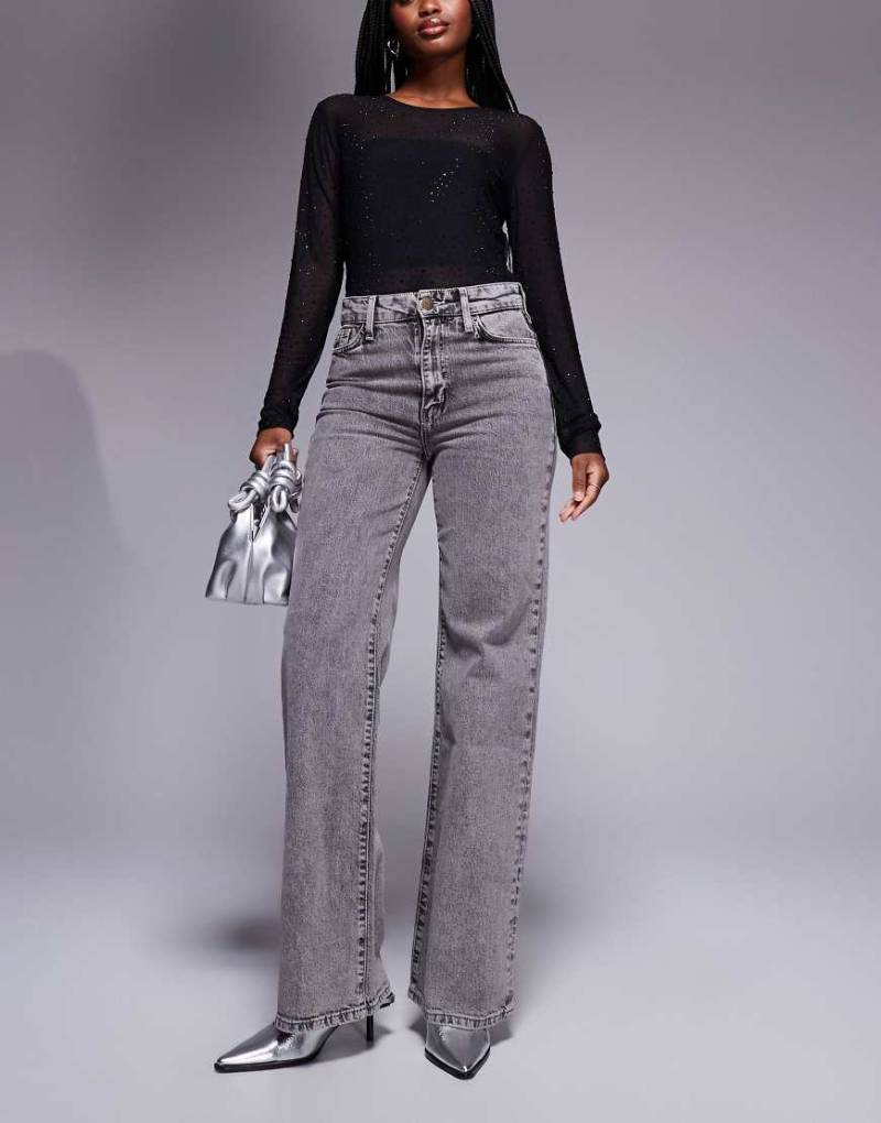 River Island - Jeans in Grau mit weitem Schnitt und abnehmbarem Gürtel von River Island