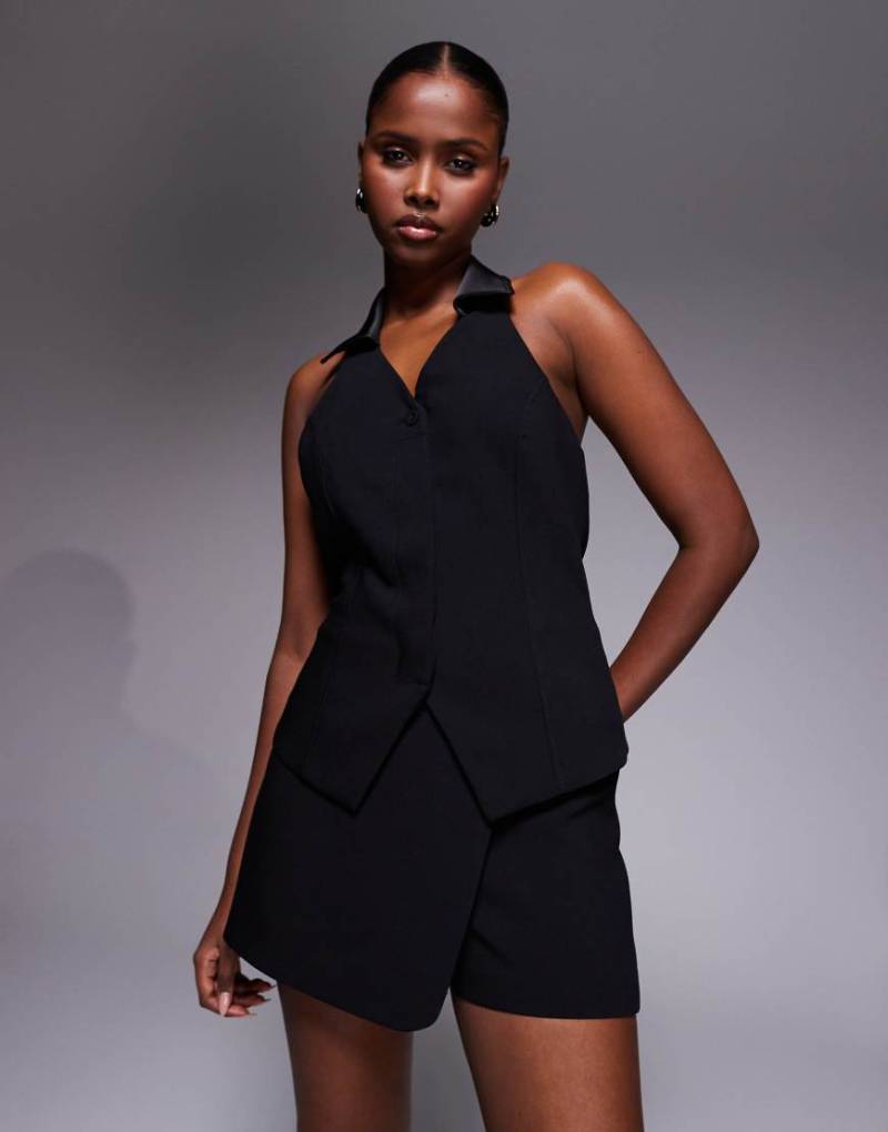 River Island - Kurzer, eleganter Smoking-Skort in Schwarz von River Island